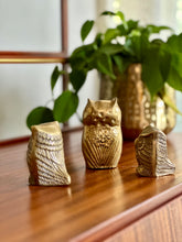 Load image into Gallery viewer, Vintage Trio of Brass Owls