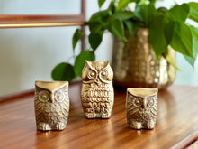 Load image into Gallery viewer, Vintage Trio of Brass Owls