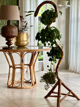 Load image into Gallery viewer, Rare MCM Bamboo and Rattan Plant Stand