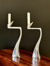 Load image into Gallery viewer, Pair Of Post Modern Matthew Hilton Swan Design Candle Holders