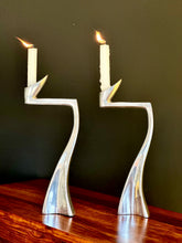 Load image into Gallery viewer, Pair Of Post Modern Matthew Hilton Swan Design Candle Holders
