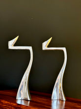 Load image into Gallery viewer, Pair Of Post Modern Matthew Hilton Swan Design Candle Holders