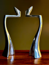 Load image into Gallery viewer, Pair Of Post Modern Matthew Hilton Swan Design Candle Holders