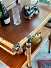 Load image into Gallery viewer, Vintage Bamboo Drinks Trolley