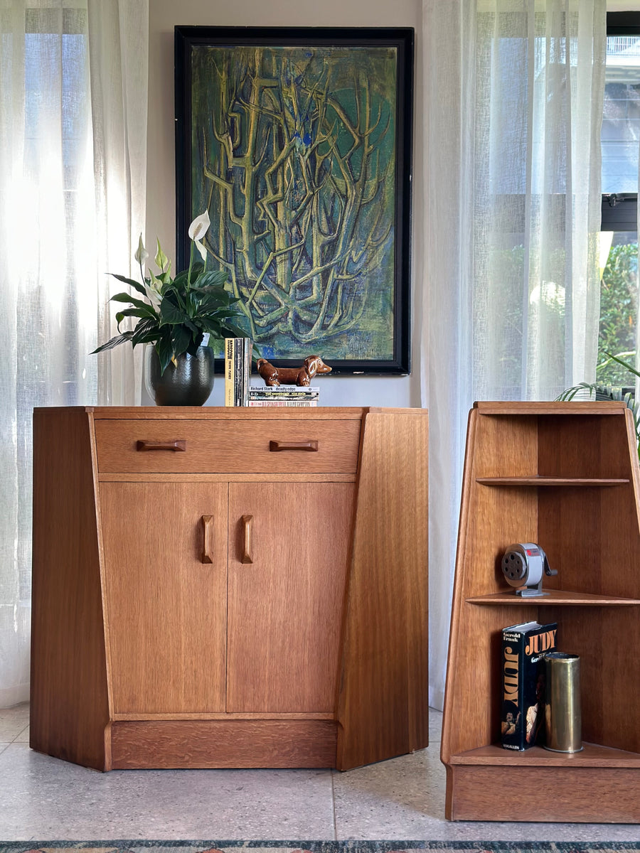Mid-Century G-Plan Writing Bureau with Corner Cabinet – RE-TREND