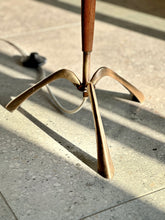 Load image into Gallery viewer, Wood & Solid Brass Floor Lamp