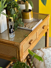 Load image into Gallery viewer, Vintage cane Dresser With Stool & Mirror