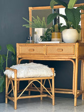 Load image into Gallery viewer, Vintage cane Dresser With Stool & Mirror
