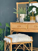 Load image into Gallery viewer, Vintage cane Dresser With Stool & Mirror