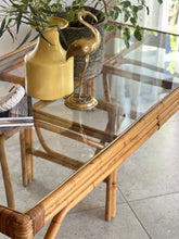 Load image into Gallery viewer, Sturdy Vintage Cane Dining Table With Glass Top