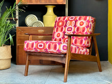 Load image into Gallery viewer, Mid-Century Kiaat Armchair in Retro-Style Fabric