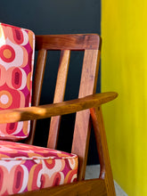 Load image into Gallery viewer, Mid-Century Kiaat Armchair in Retro-Style Fabric