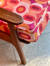 Load image into Gallery viewer, Mid-Century Kiaat Armchair in Retro-Style Fabric