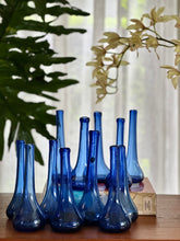 Load image into Gallery viewer, Decorative Handmade Blue Glass Bottles - Set of Three