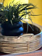 Load image into Gallery viewer, Brass and Wicker Tray