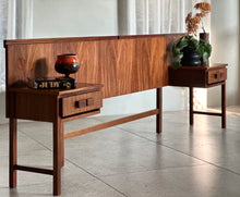 Load image into Gallery viewer, Retro Headboard & Attached Pedestals (See Note on Dimensions)