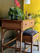 Load image into Gallery viewer, Vintage Cane Dresser & Stool