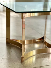Load image into Gallery viewer, Pair of Solid Brass & Glass Side Tables — Hollywood Regency, c.1970s