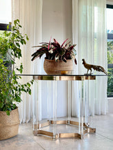 Load image into Gallery viewer, Mid-Century Lucite & Brass Dining Table
