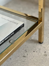Load image into Gallery viewer, Two-Tiered Brass Plated Console with Glass