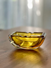 Load image into Gallery viewer, Amber Val Saint Lambert’s Crystal Glass Ashtray