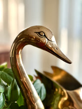 Load image into Gallery viewer, A Pair Of Large Brass, Swan Planters