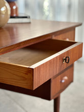 Load image into Gallery viewer, Scandinavian Double-Sided Teak Freestanding Desk