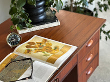 Load image into Gallery viewer, Scandinavian Double-Sided Teak Freestanding Desk