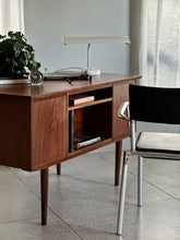 Load image into Gallery viewer, Scandinavian Double-Sided Teak Freestanding Desk