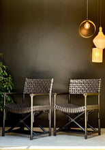 Load image into Gallery viewer, Pair Of “Old Java” Leather & Bamboo Latticed Chairs