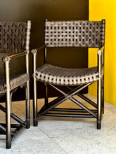 Load image into Gallery viewer, Pair Of “Old Java” Leather & Bamboo Latticed Chairs