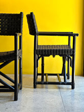 Load image into Gallery viewer, Pair Of “Old Java” Leather & Bamboo Latticed Chairs