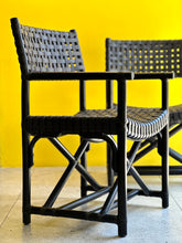 Load image into Gallery viewer, Pair Of “Old Java” Leather & Bamboo Latticed Chairs