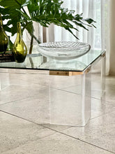 Load image into Gallery viewer, Lucite, Brass & Glass Coffee Table
