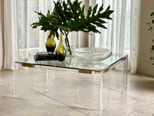 Load image into Gallery viewer, Lucite, Brass & Glass Coffee Table