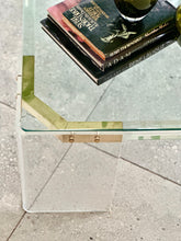 Load image into Gallery viewer, Lucite, Brass & Glass Coffee Table