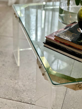 Load image into Gallery viewer, Lucite, Brass & Glass Coffee Table