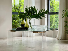 Load image into Gallery viewer, Lucite, Brass & Glass Coffee Table