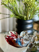 Load image into Gallery viewer, Art Glass Bowl with Red & Blue Hues