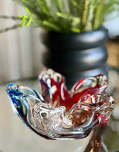 Load image into Gallery viewer, Art Glass Bowl with Red & Blue Hues