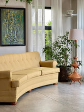 Load image into Gallery viewer, Large Curved Vintage Upholstered Couch