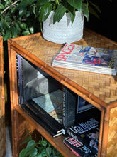 Load image into Gallery viewer, A Pair of Vintage Campaign Style Cane Bookshelves