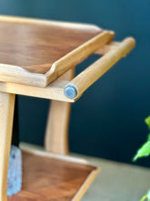 Load image into Gallery viewer, Retro Beech & Teak Two Tier Drinks Trolley