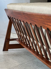 Load image into Gallery viewer, Solid Imbuia Couch - Sloped/Dipped Armrests
