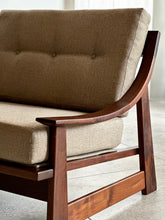 Load image into Gallery viewer, Solid Imbuia Couch - Sloped/Dipped Armrests