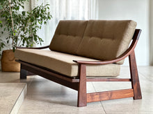 Load image into Gallery viewer, Solid Imbuia Couch - Sloped/Dipped Armrests