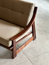 Load image into Gallery viewer, Solid Imbuia Couch - Sloped/Dipped Armrests