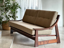 Load image into Gallery viewer, Solid Imbuia Couch - Sloped/Dipped Armrests