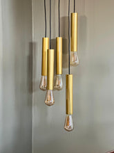 Load image into Gallery viewer, Tubular Cascading Ceiling Cluster Light in the manner of “Stilnovo”.