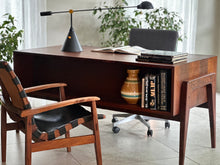 Load image into Gallery viewer, Mid-Century, Leather & Wood Lounge Chair
